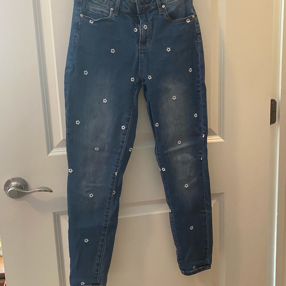 Flower Printed Skinny Jeans